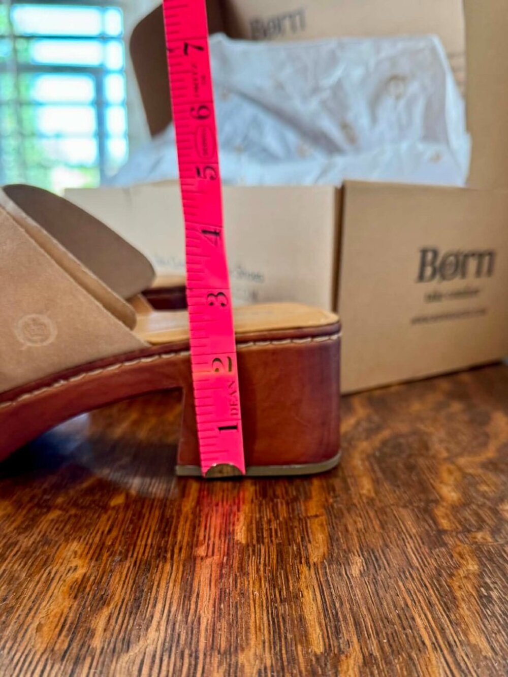 BORN Suede Leather Wedge Open-Toe Mule/Slides - Picture 3 of 16